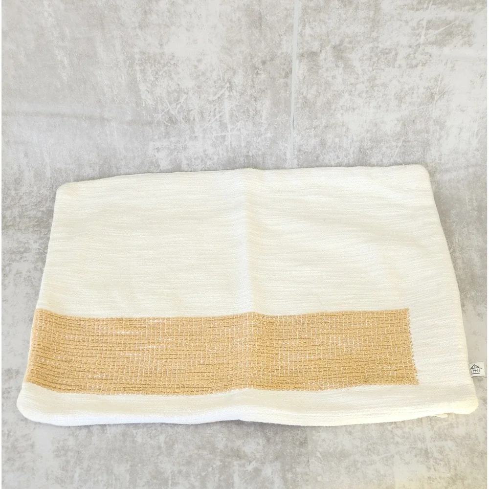 Hearth & Hand Lumbar Pillow Cover 14x20 Cream Woven Stripe Farmhouse Boho